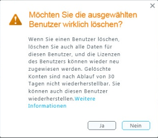 möchten sie die ausgewählten benutzer wirklich löschen?